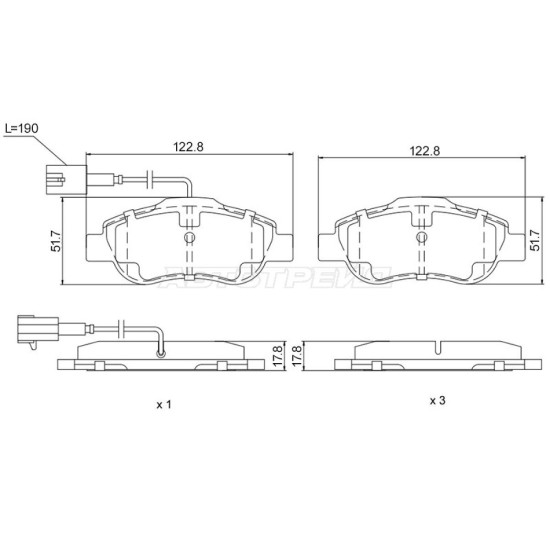 Колодки тормозные перед FIAT PANDA 04-/ 500 07-/FORD KA 08-16 SAT